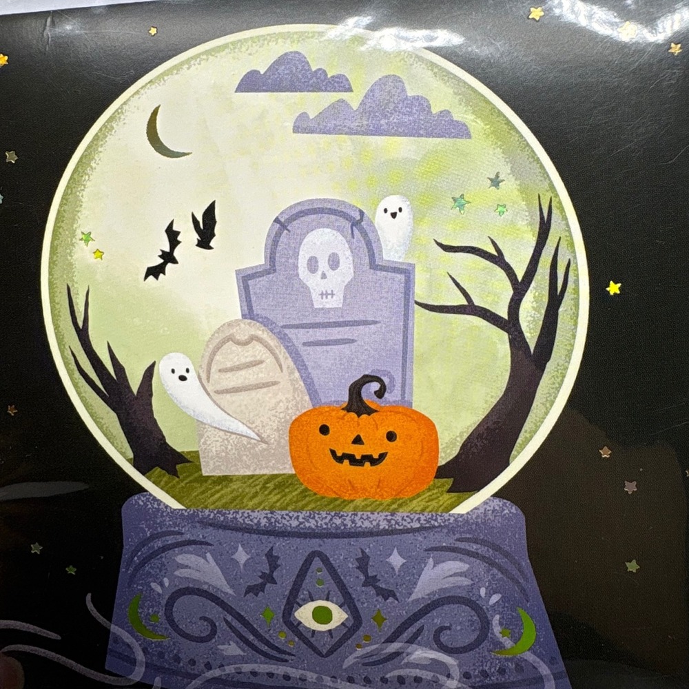 Up With‎ Paper Treasures Pop-Up Halloween Crystal Ball Greeting Card New Ghost